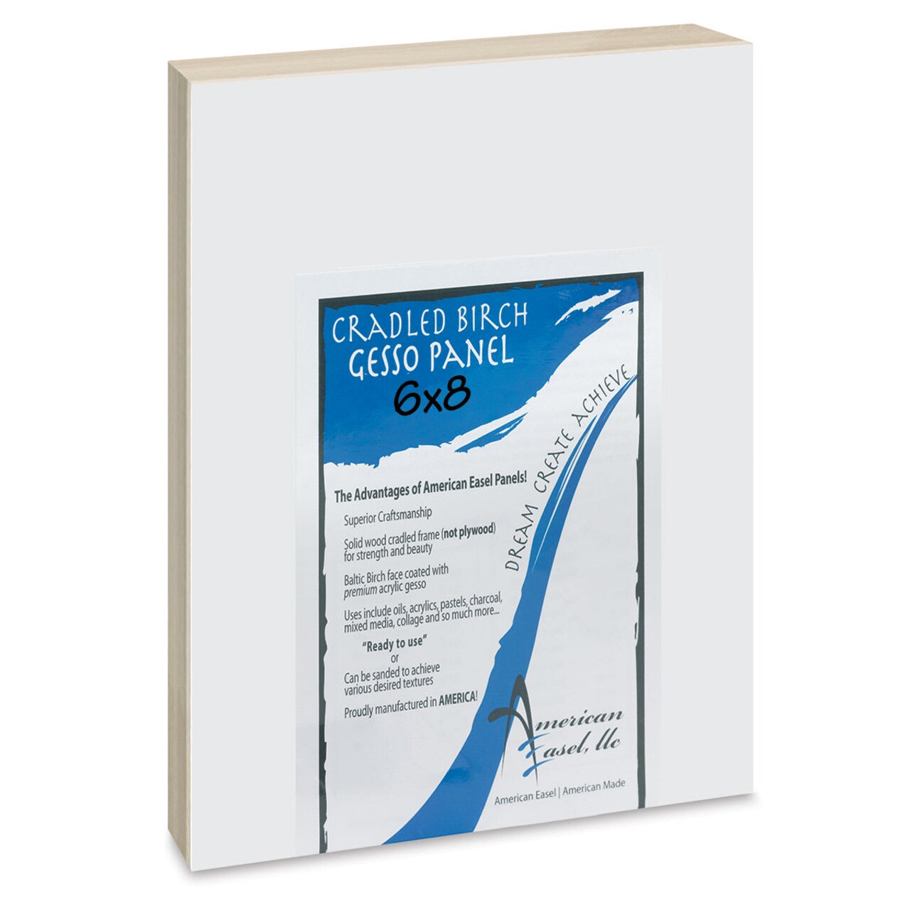 American Easel Gessoed Wood Painting Panel - 6" x 8", 7/8" Cradle